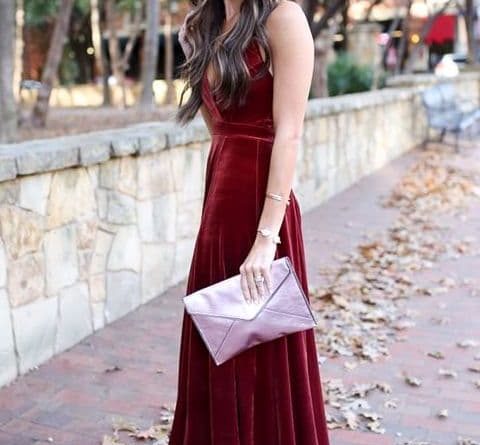 red velvet dress with white shoe