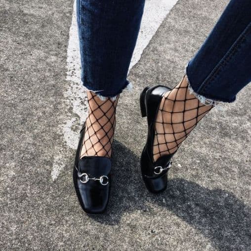 fishnets with loafers