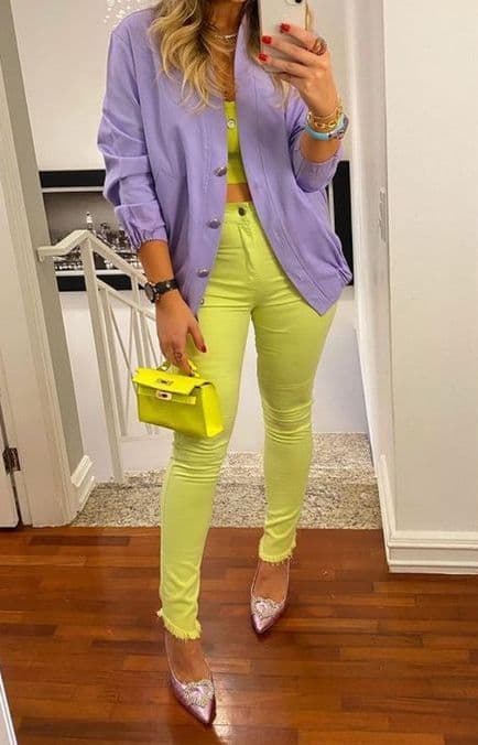green lime pants with jacket